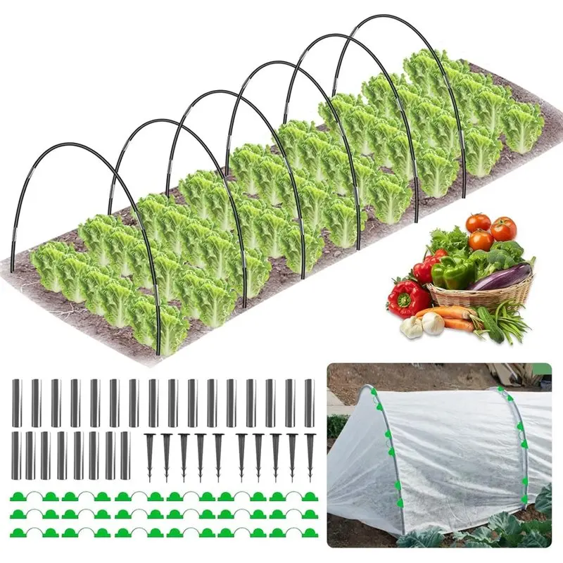 For Outdoor Vegetable Garden Hoops 30Pcs 2.4M Greenhouse Hoops For Raised Beds Including Reinforcement Clips,For Netting
