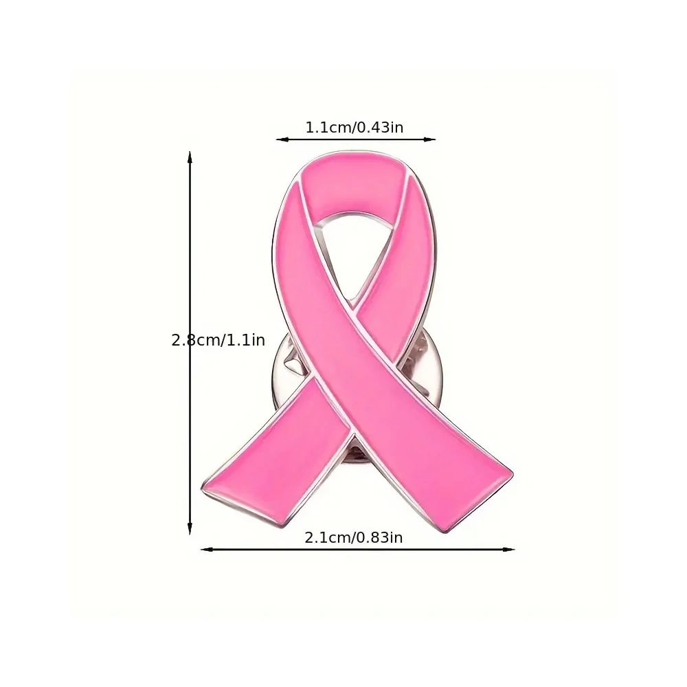 Pink Ribbon Shaped Brooch Breast Cancer Awareness Enamel Lapel Pin AIDS Promotion Day Badge For Teen Girl Clothes Backpack Decor