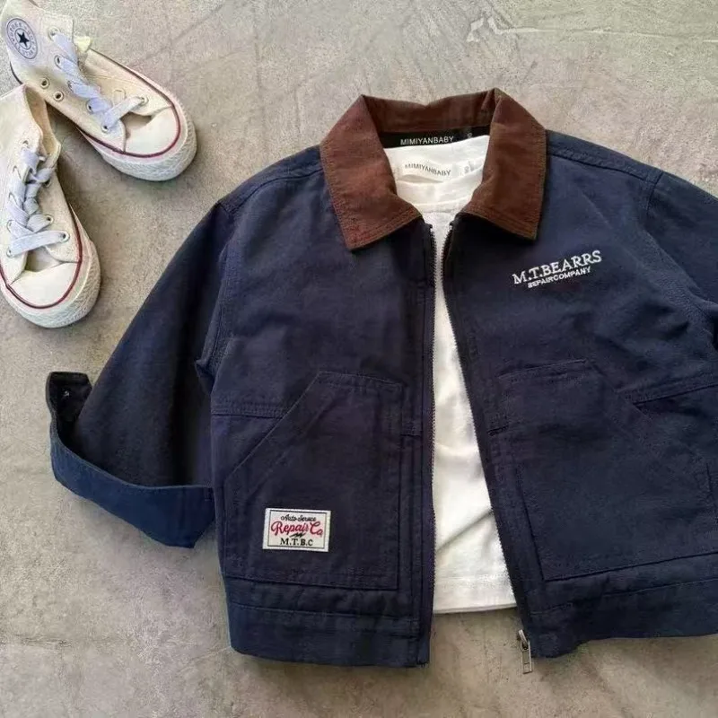 2026 UNITIM Kinder-Jungen-Herbstjacken 2-10 Jahre, Jungen-Mantel mit Kragen und Patchwork-Design, Vielseitige Freizeitjacken für Teenager – Detail 6