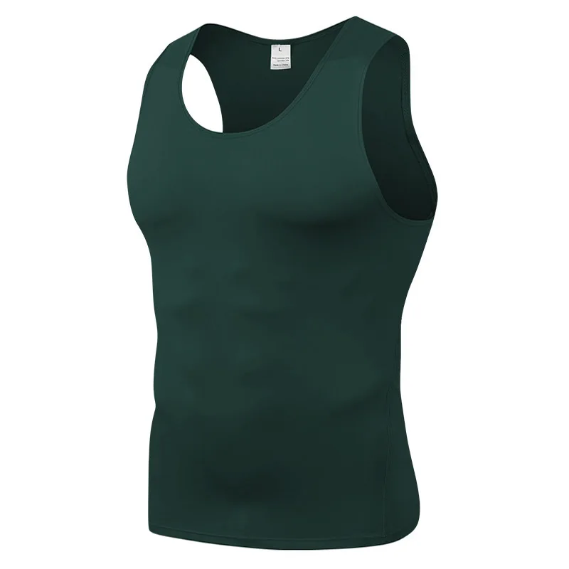 YOUNAXIN Men's Dark Green Fitness Sports Tights Running Vest Short-sleeved Long-sleeved T-shirts Quick-drying S M L XL 2XL 3XL