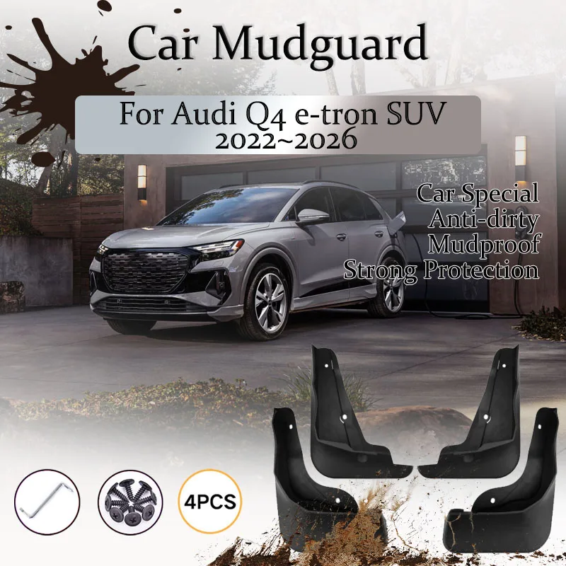 

Брызговики для Audi Q4 e-tron SUV F4 2022 2023 2024 2025 2026, антифризные, защитные, расширяющие колесные арки, аксессуары