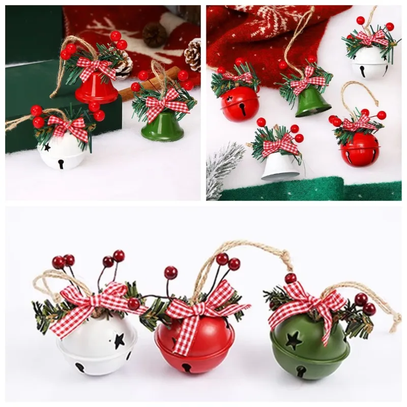 Christmas Tree Decorations Hanging Ball Star Ornaments Golden White Red Metal Bell Christmas Home Decorations Party Supplies