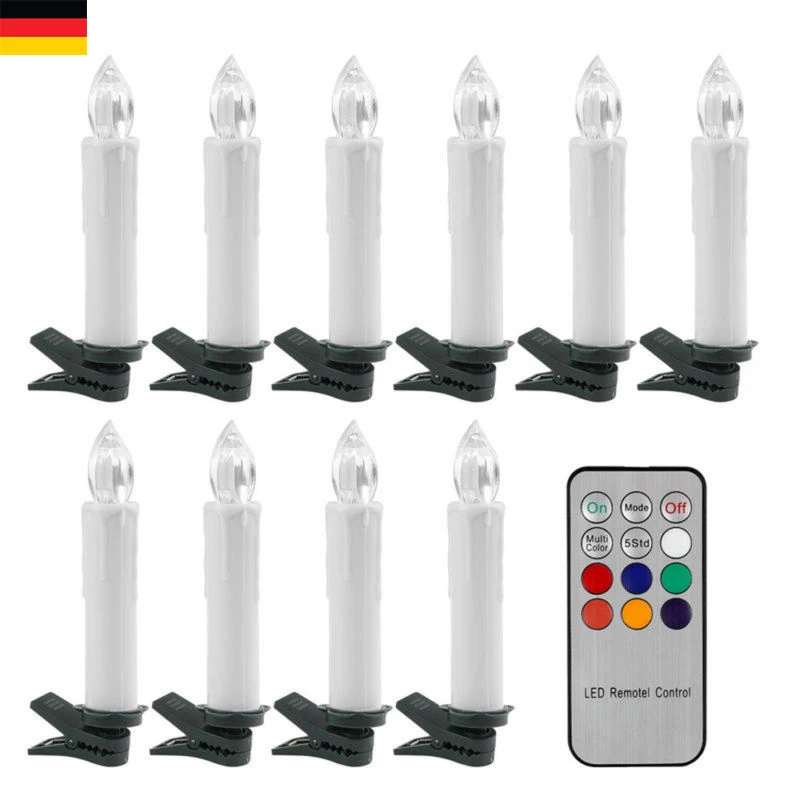 

10pcs LED Christmas C Lights Remote Control RGB Wedding Tree Taper C les Flameless Safe for Home