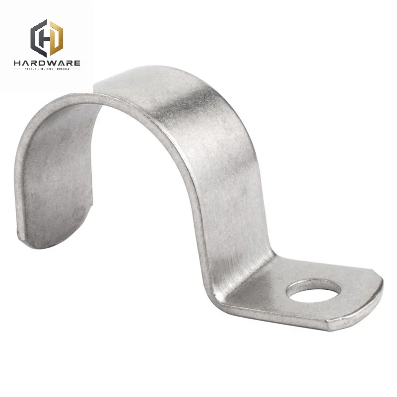 304 Stainless Steel P-type Single Side Pipe Clamp Half Single Hole Thickened Riding Card Throat Hoop Ohm Tube Card
