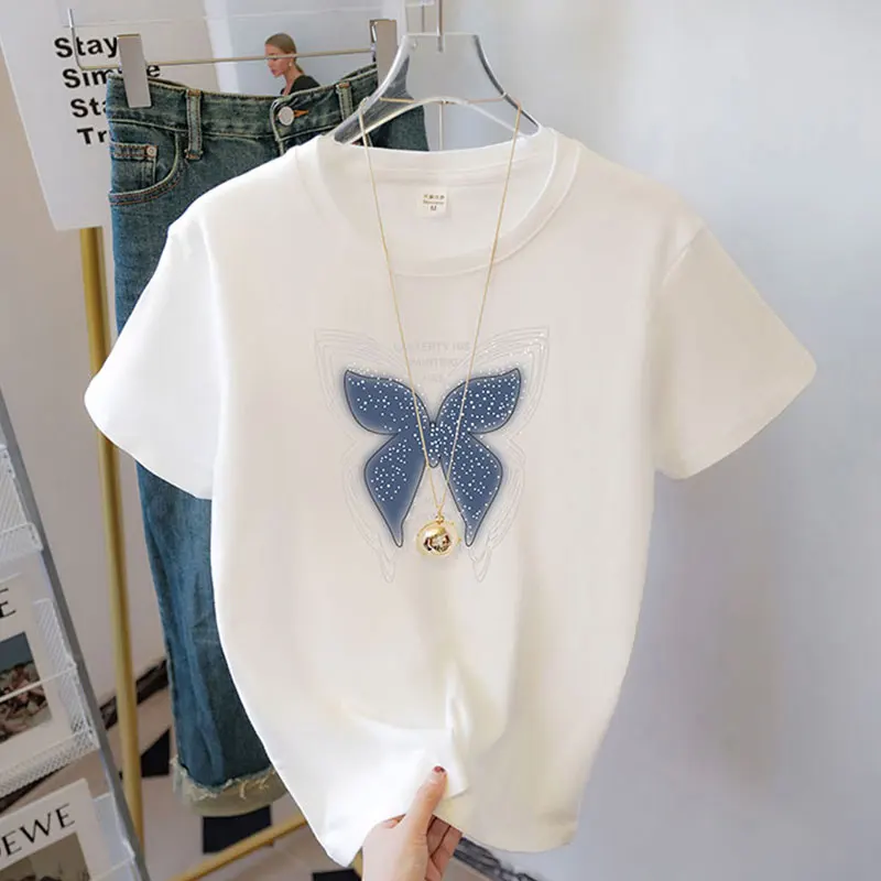 

Summer New 00% Pure Cotton ort Sve T-irt ex Loose Fit Printed Casual round Ne Top for Students And Adults