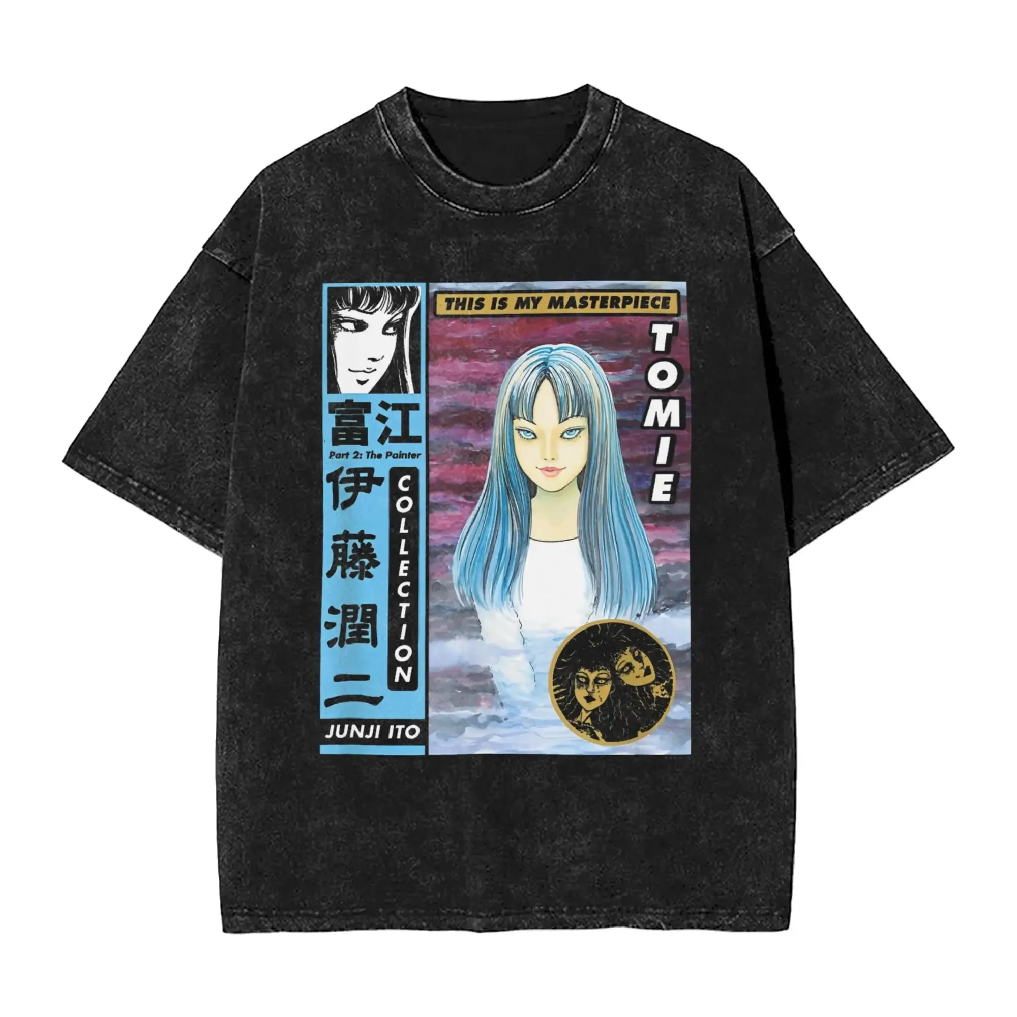 

Футболка с забавным графическим принтом в японском стиле хоррор с изображением Джунджи Ито и Томи, модная хлопковая футболка с круглым вырезом для мужчин и женщин, свободный топ большого размера