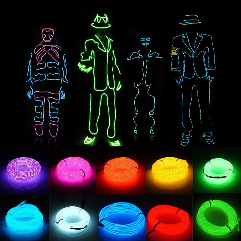 Flexible Neon Light 1M/3M/5M EL Wire Led Neon Dance Party Atmosphere Decor Lamp RopeTube Waterproof Multicolor Led Strip 3V