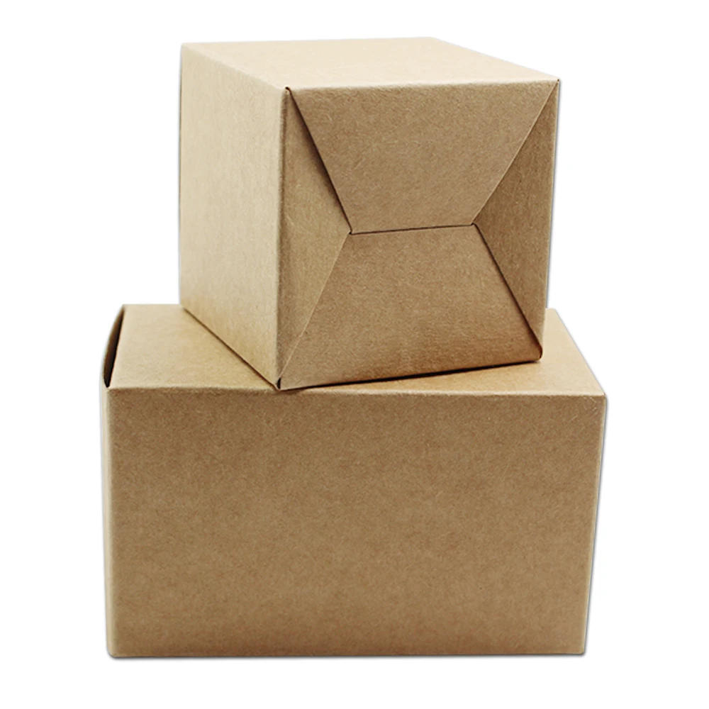 20Pcs Brown Kraft Paper Foldable Box Recyclable Reusable for Small Gift Craft Candy Candle DIY Sundries Chocolate Packaging