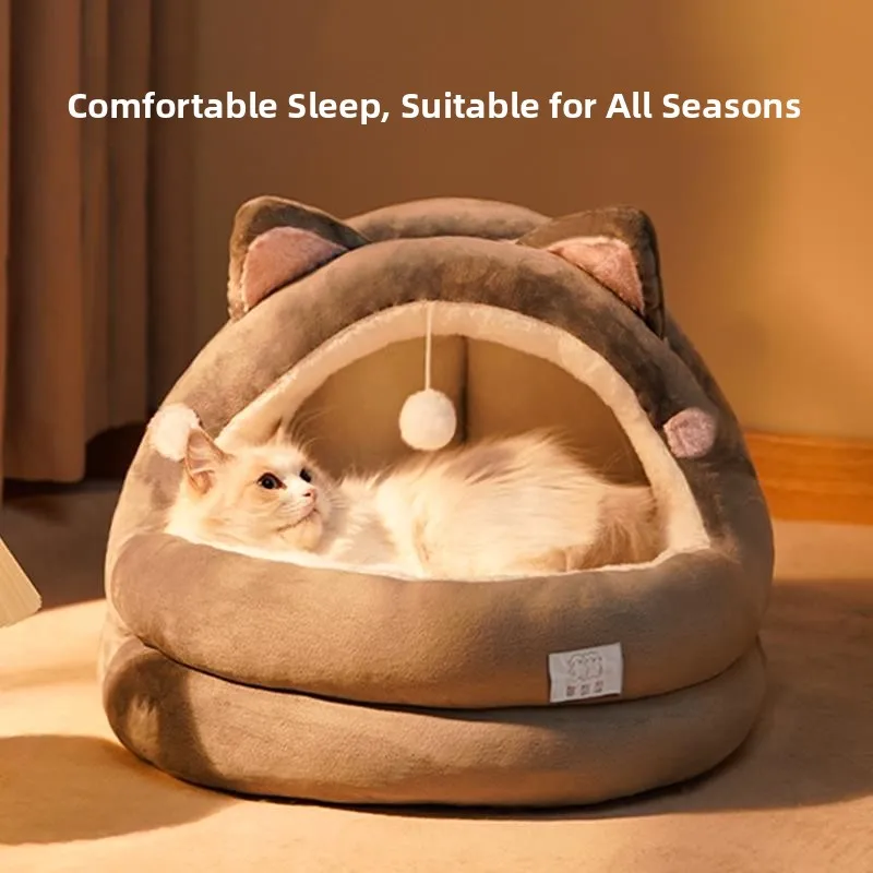 

Warmth And Safety Half-Closed House All-Season Universal Pet House for Cats And Dogs Functional Scene PP Cotton Inner Mat...