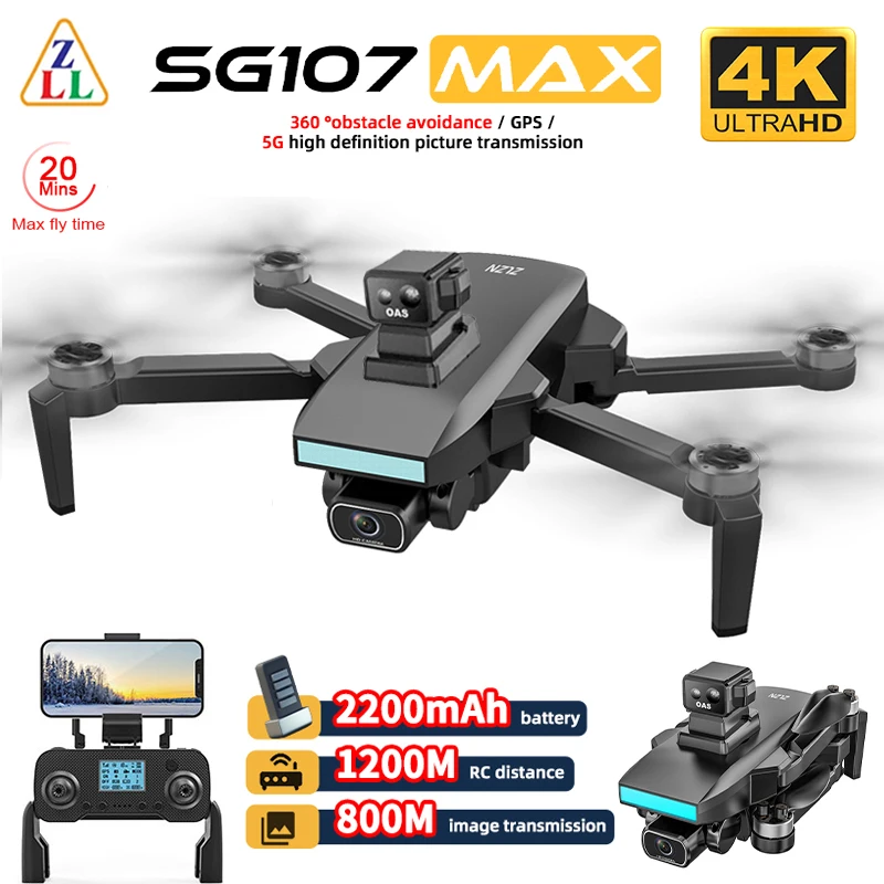 

SG107 Max Drone with WIFI Profesional 4K HD Dual Camera FPV 7.4V 2200mAh Quadcopter Laser Obstacle Avoidance Rc Dron VS L900 Pro