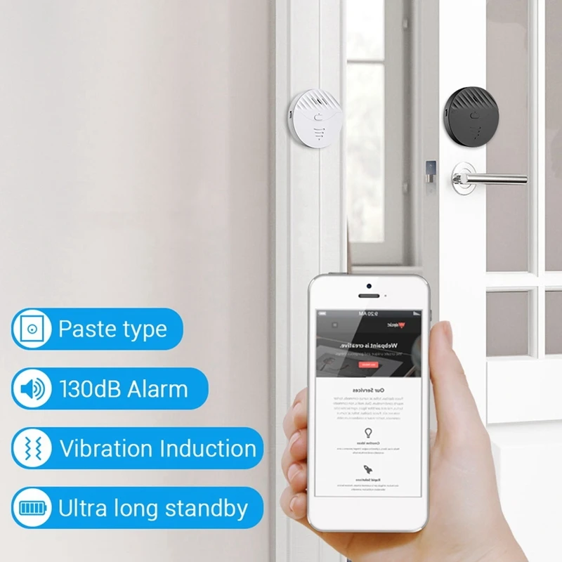 Tuya Smart Wifi Alarm Door And Window Vibration Sensor Security Protection Alert Works With Alexa, Smart Life