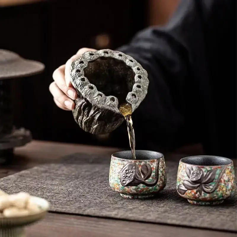 210ML Lotus Pod Fair Cup Household Ceramic Kung Fu TeaSet Accessories Ceramic Sub-teacup Uniform Teacup Retro Tea Sea Male Cup