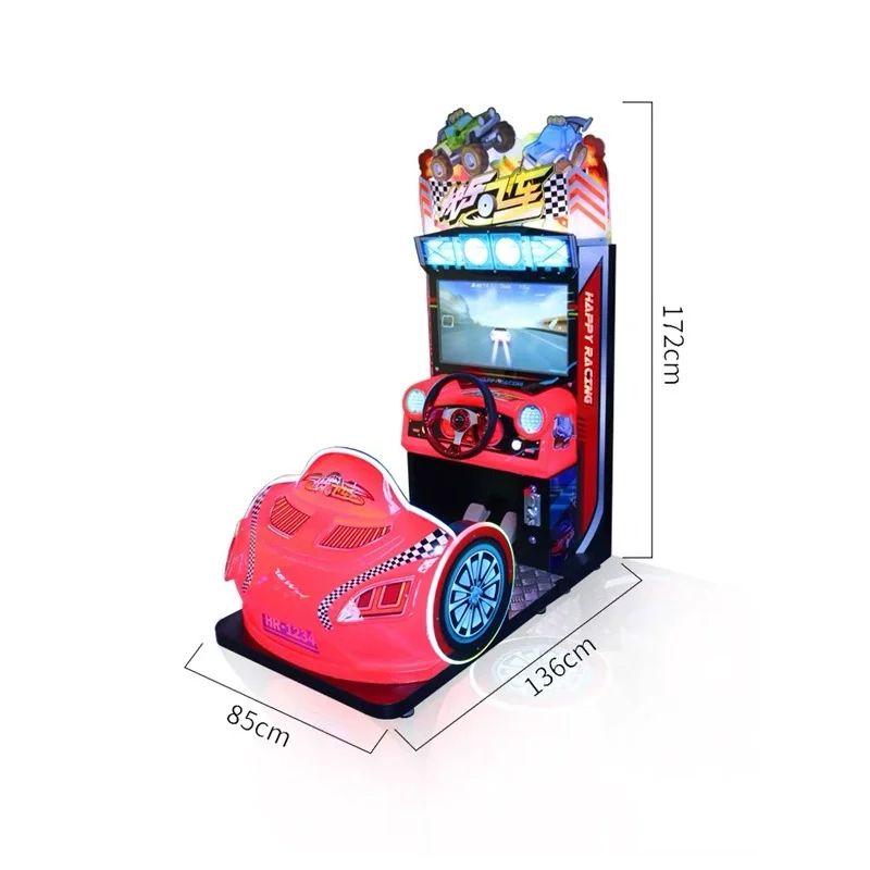 آلة لعبة سباق المحاكاة الديناميكية لعجلة القيادة السعيدة للأطفال للبيع