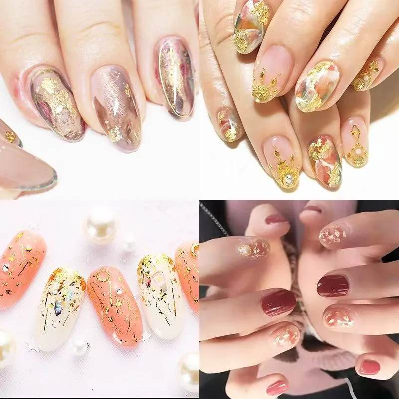8Colors Gold Silver Irregular Foil Paper Fragments Nail Art Sequin Sticker DIY Manicure UV Gel Polish Nail Decoration Tools
