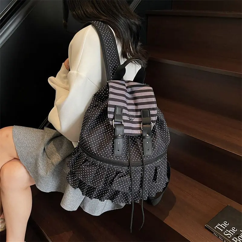 حقيبة ظهر مخططة بنمط بريبي الياباني ذات سعة عالية ومتعددة الاستخدامات حقيبة كتب برباط حقيبة مدرسية كاجوال للطلاب حقيبة ظهر نسائية #2