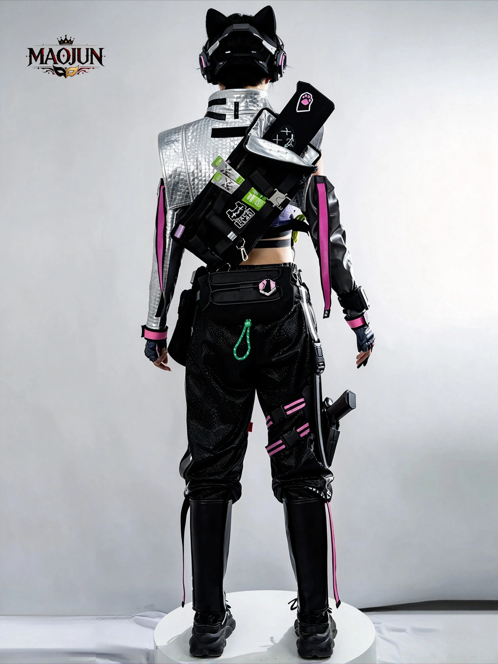 Hackclaw Mai Xiaowen Cosplay Outfit Delta Force Hacker Girl Tactical Suit Silver Collar Vest Arm Sleeves Multi Belts Accessories - view 2