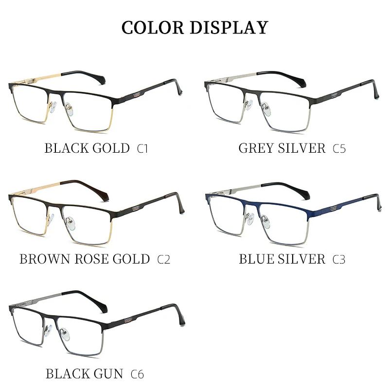 KANSEPT New Metal Eyeglasses Square Frame Business Casual Anti-blue Light Reading Glasses Men\'s Prescription Customized #6915