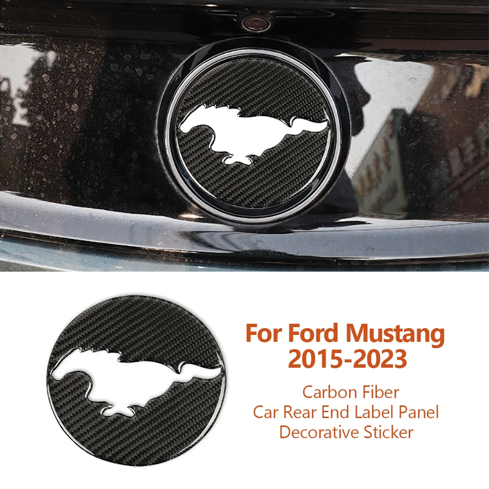 

For Ford Mustang 2015-2023 Car-Styling Carbon Fiber Car Rear End Label Panel Decorative Stickers Auto Interior Modify Accesorios