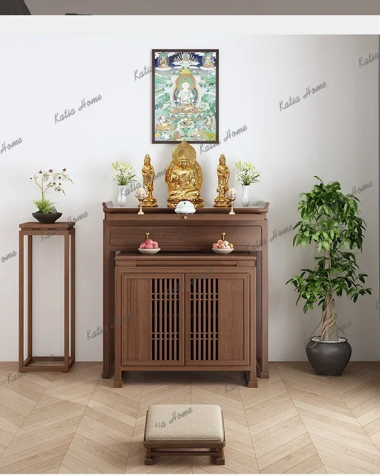 FG  Cherry Wood Offering Table Shentai Household Solid Wood Offering Table Buddha Taiwan Incense Case Living Room Small