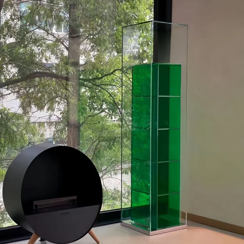 Italian minimalist floor-to-ceiling bookcase, living room figure storage display cabinet,