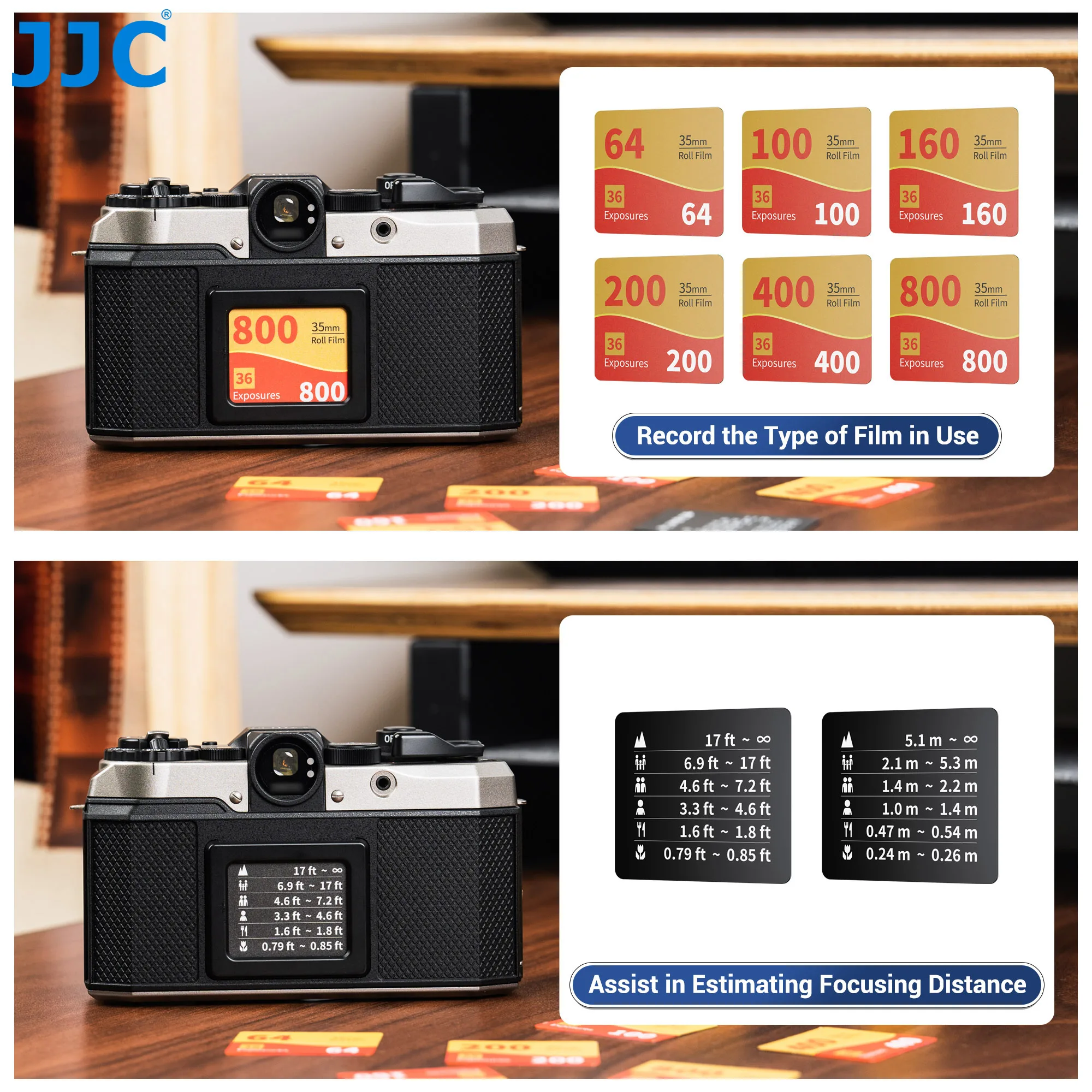 JJC Film-Fotografie-Tool-Karte für PENTAX 17-Fokus-Führungskarte, Film-Aufzeichnungskarten mit doppelseitigem Design – Detail 4