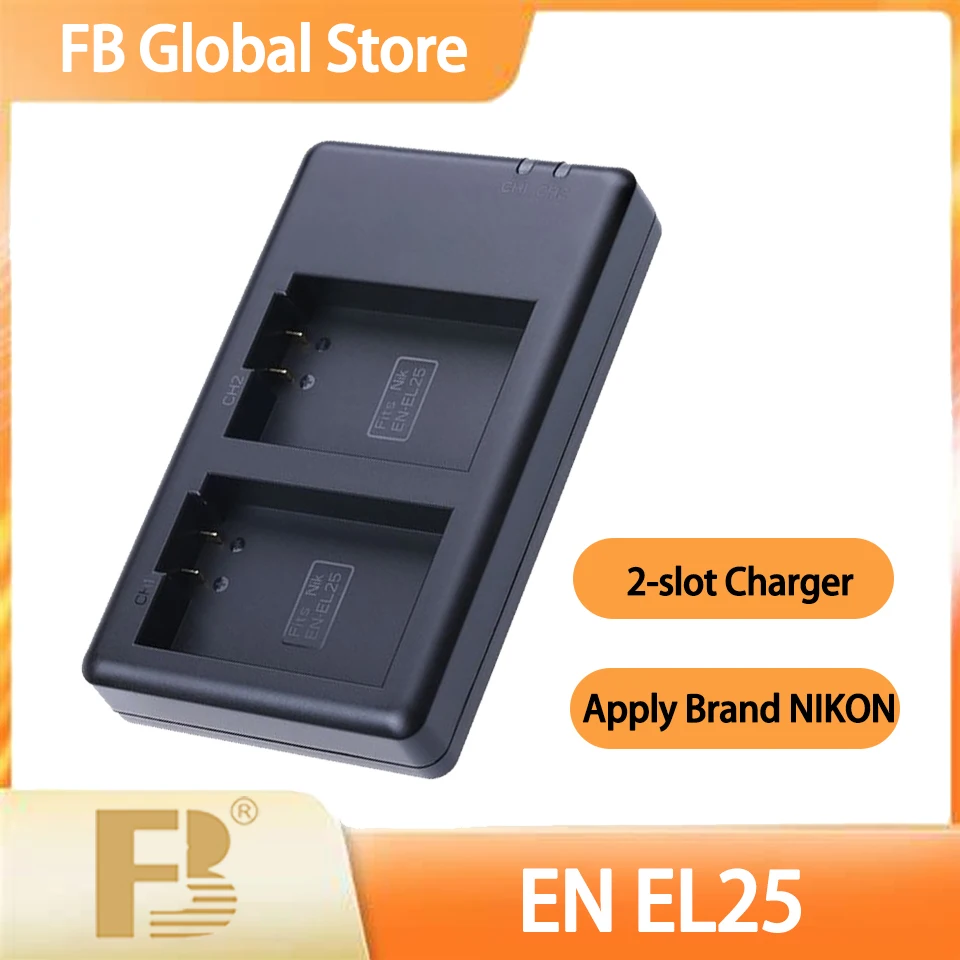 

FB EN-EL25 Dual Slot USB and Type-C Dual input Powerful seven-fold protection camera battery charger for Nikon Z50 ZFC