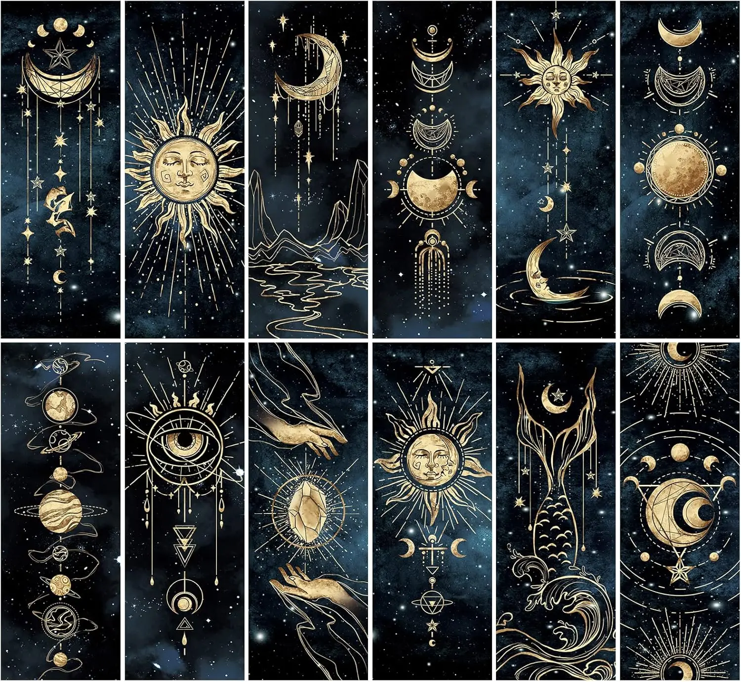 

12 Night Sky Bookmarks for Book Lovers, Bulk Unique Book Marks for Men Boys Girls Students Classroom Gifts School Prize