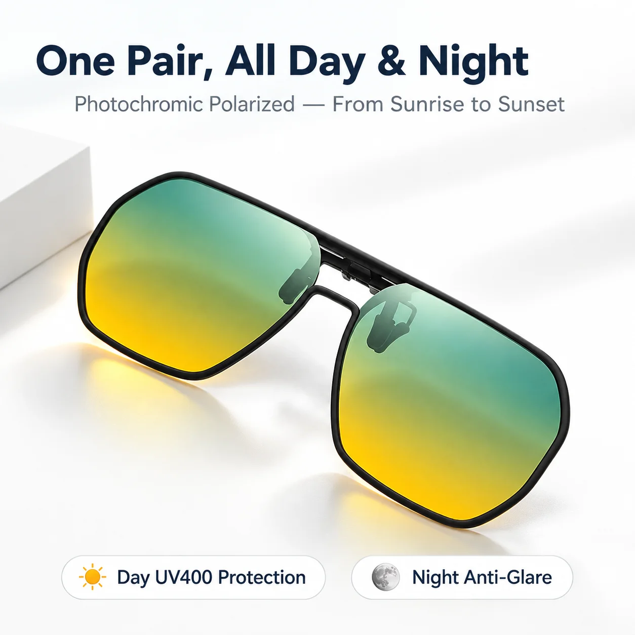 Polarized Flip Up Sunglasses Delicate Craft for Men Women Classic Outdoor Sun Glasses Portable Clip On UV400 Multi Color Lens