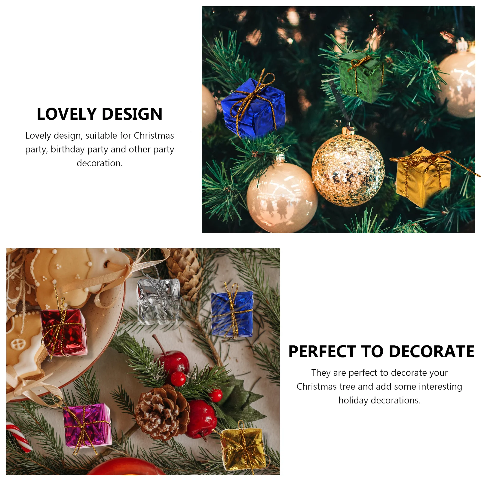 

72Pcs Christmas Decor Hanging Gift Box Pendant Mini Xmas Wrapped Present Boxes Tree Ornaments Party Decoration