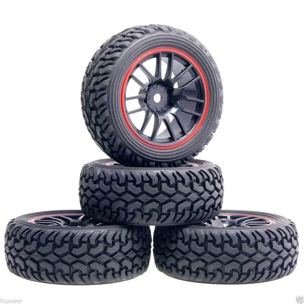 RC 9068-8019 Plastic Wheel Rim & Rally Tires Trye For HSP 1:10 On-Road Rally Car