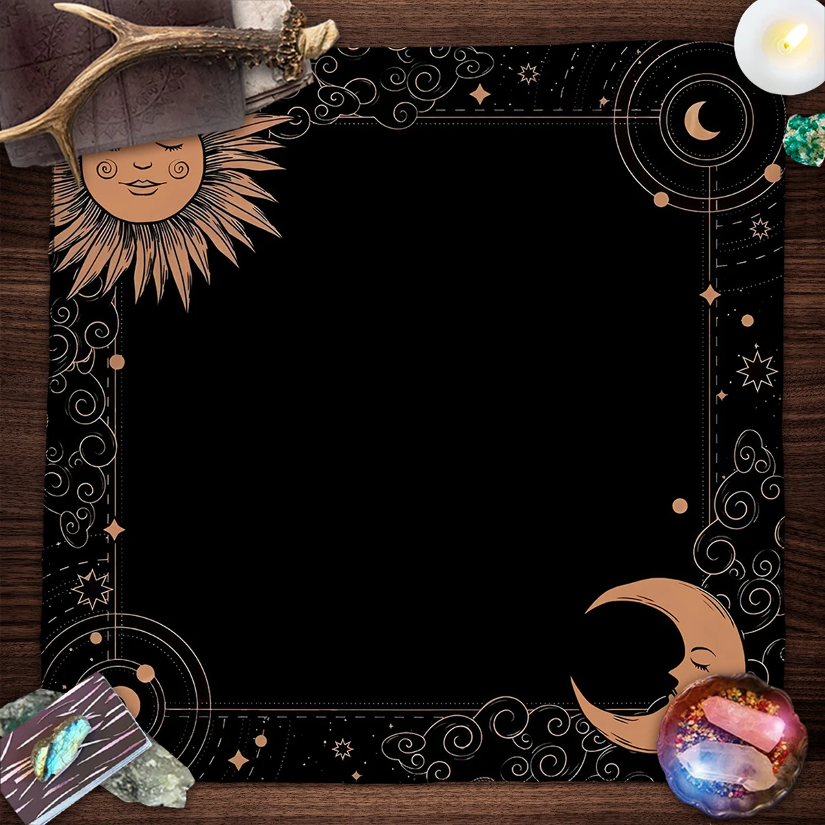 

Sun Triple Moon Altar Cloth Tarot Cloth Divination Table Wicca Cover Oracle Pad Tarot Mat Home Decor Witchy Cottagecore Decor