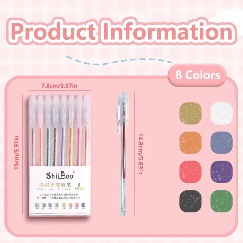 8-60 Colors Glitter Gel Pen Set, 1mm Bullet Tip, Shimmer Spark Ink Art Pens for Journaling, Scrapbooking & DIY Crafts