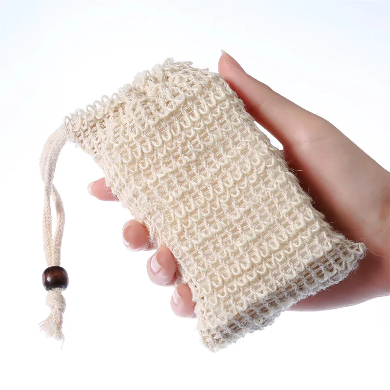 10Pcs Shower Bath Soap Foaming Bag Natural Sisal Exfoliating Soap Saver Pouch Mesh Deep Shower Cleaning Foam Cotton Net