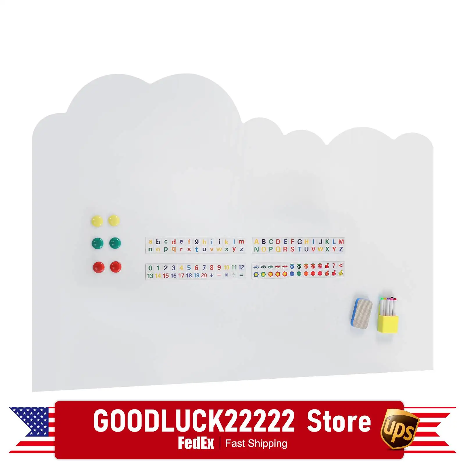 ملصق سبورة بيضاء مغناطيسي، 88 × 120 سم لوحة مسح جاف، تصميم على شكل سحابة سبورة بيضاء ذاتية اللصق وقابلة للإزالة #6