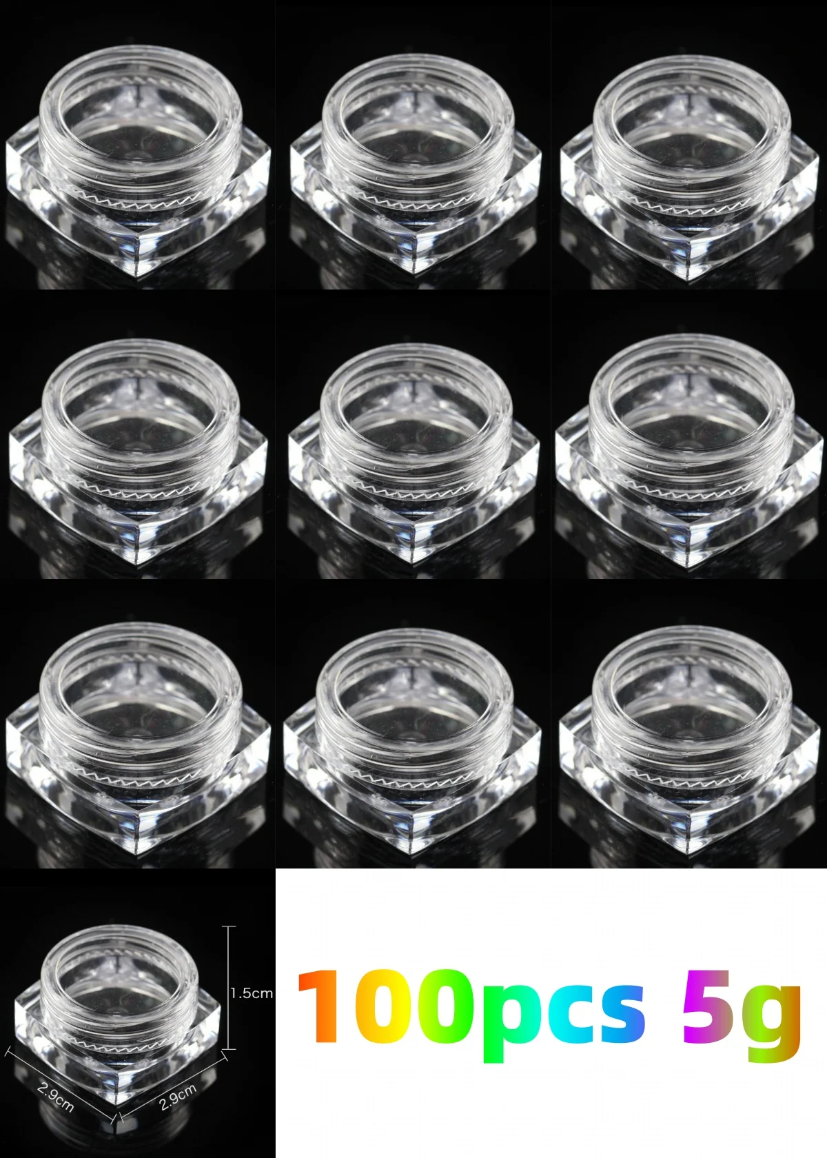 10/50/100pcs Mini Storage Box Transparent Square Plastic Case Powder Cream Lip Balm Jewelry Packaging Nail Diamonds Organization