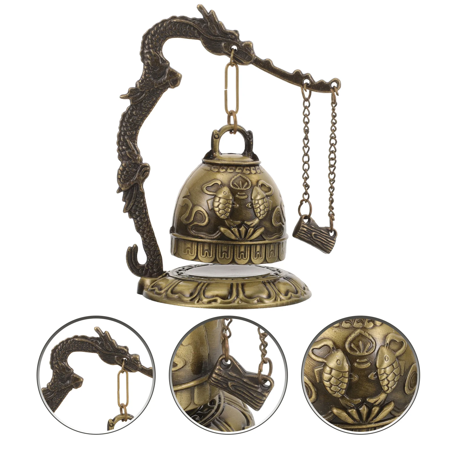 

Bronze Dragon Bell Feng Shui Decor Vintage Strike Bell Chinese Style Ornament Tabletop Craft Home Decoration Chime Statue