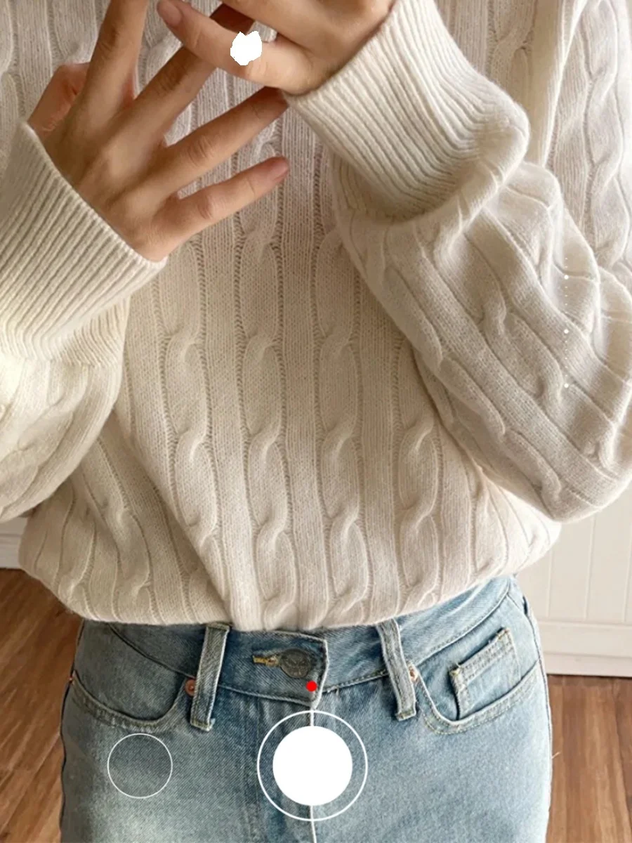 سترة محبوكة ثلاثية الأبعاد مستديرة من Thiened فضفاضة تناسب عتيقة Sve طويلة Sve لون تخفيف Sle رفيعة عادية #1