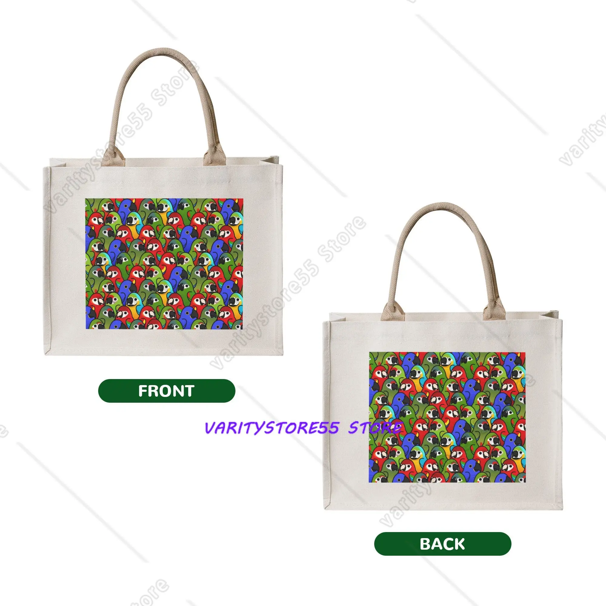 Fashion Printed Macaw Squad Shopping Tote Bag Portable Shopper Shoulder Parrot Birds Handbag