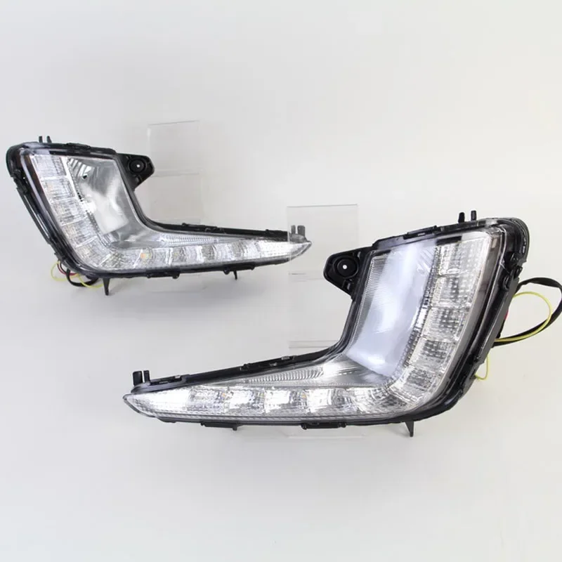 

Автомобильные светодиодные DRL 12 В дневные фонари для Kia Rio K2 2011 2012 2013 2014 желтый указатель поворота дневные ходовые фары авто противотуманные фары