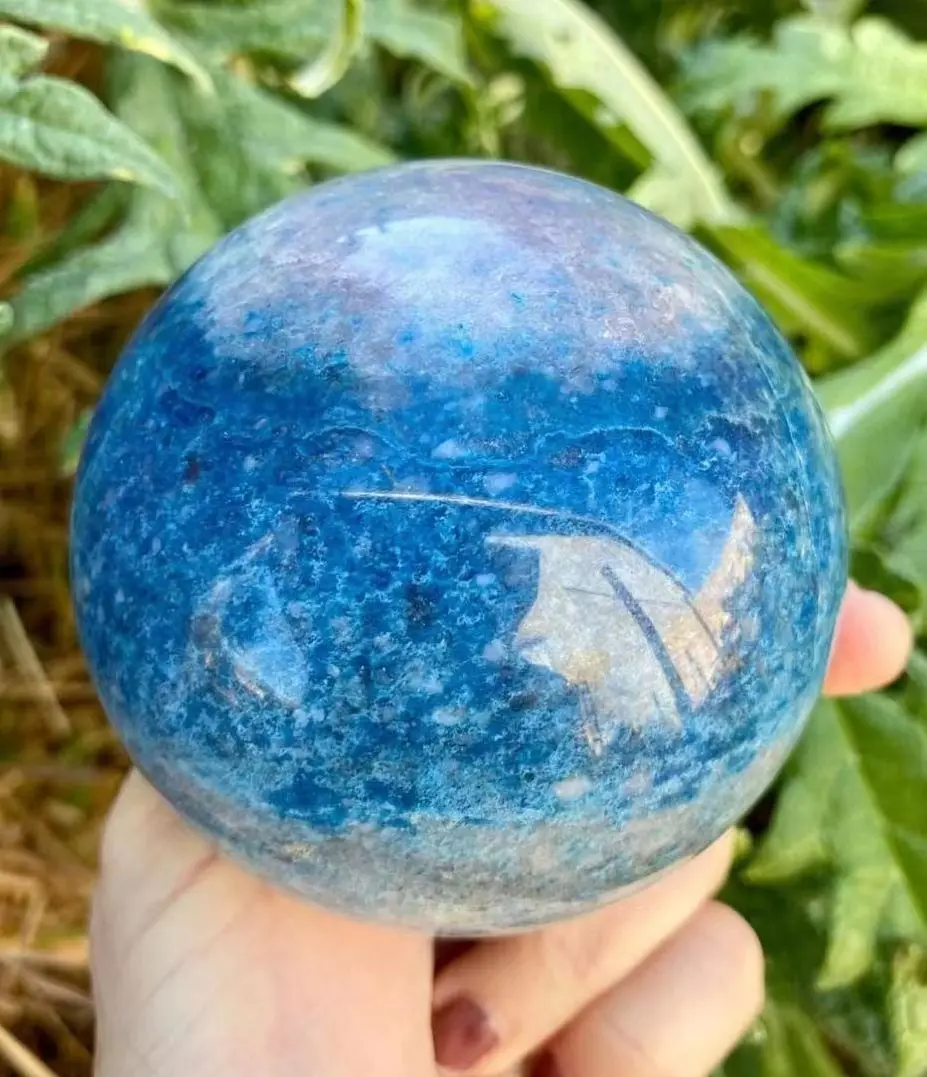 Natural Trolleite Crystal Sphere, Blue Ocean Ball, Charka Healing, Home Decoration