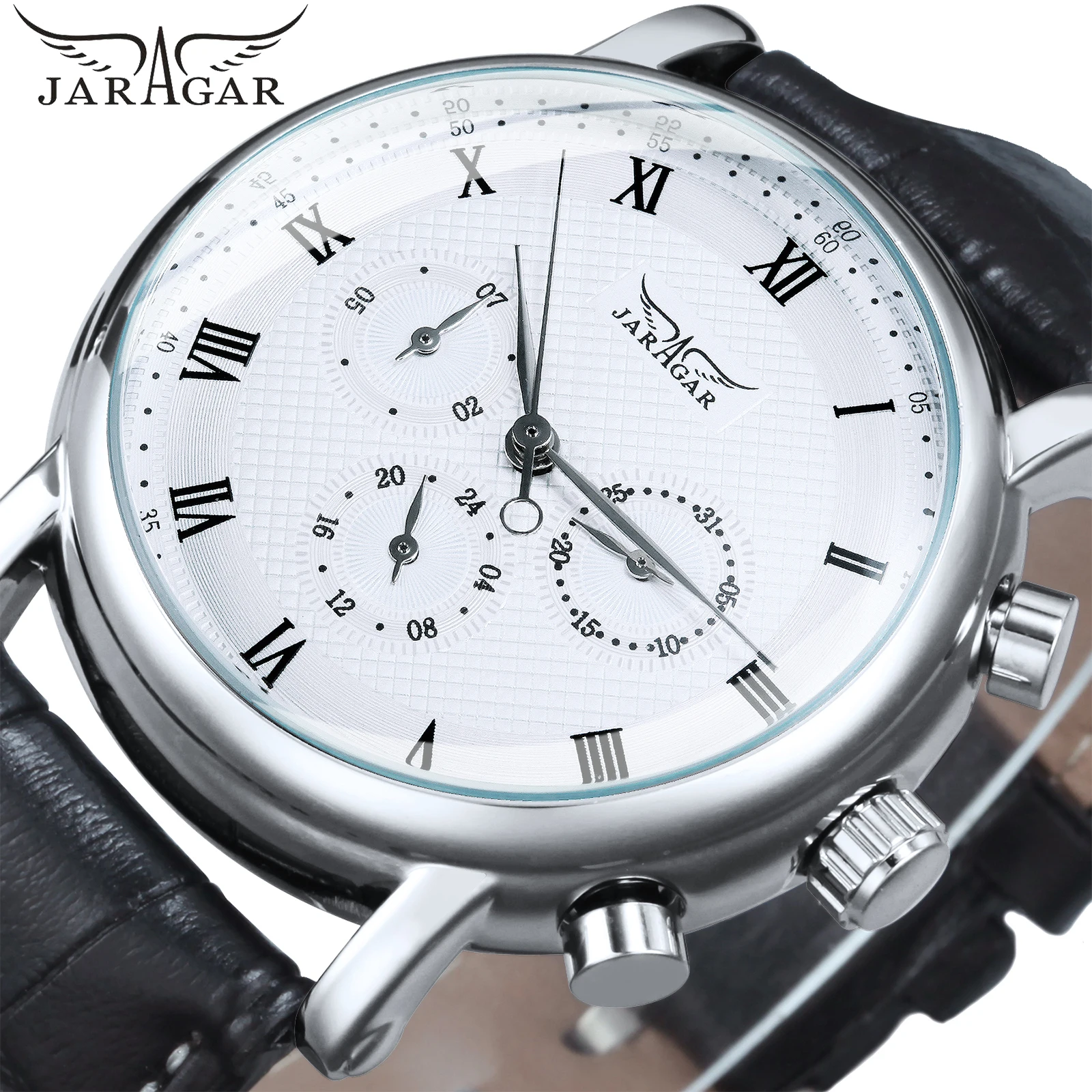 Pilot Sports Automatic Mechanical Watch for Men Week Display Leather Strap Business Fashion Mens Watches Top Brand Luxury Clock