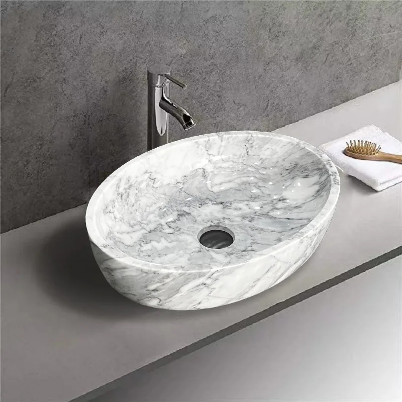 Oval art wash basin, on-stage bathroom, stone integrated, basin and bathroom