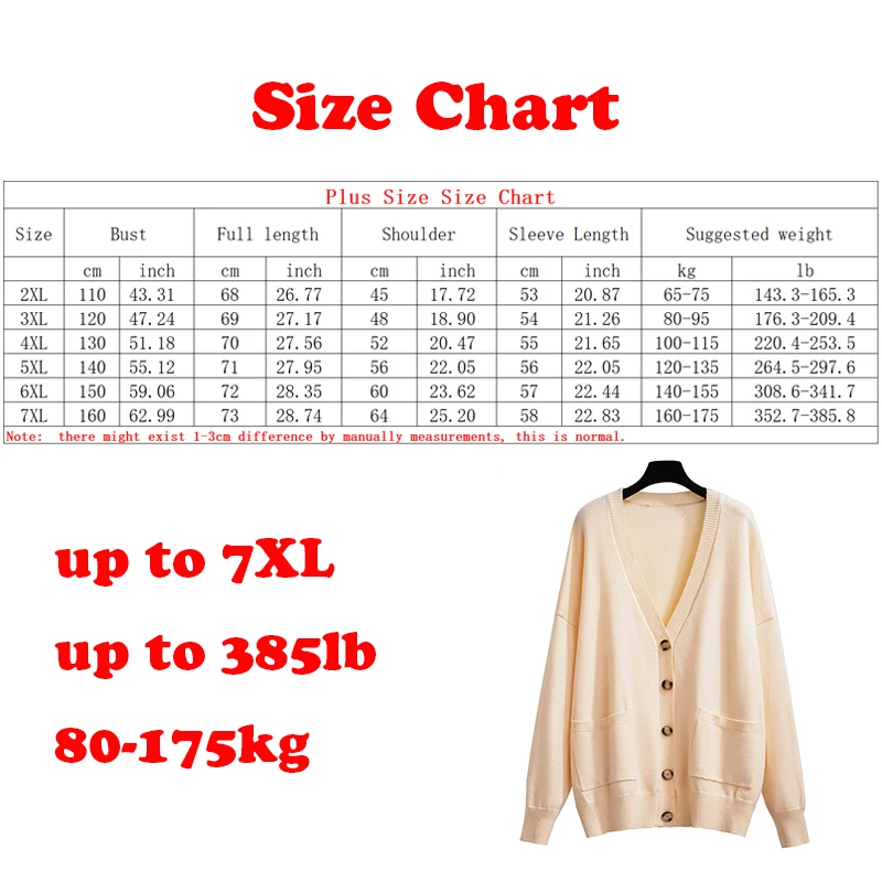 100 / 150kg Plus Size Women Clothing 7xl Big Women Cardigans Bust 150 / 160cm Loose Cardigans Knitted Women Coat 140 / 175kg