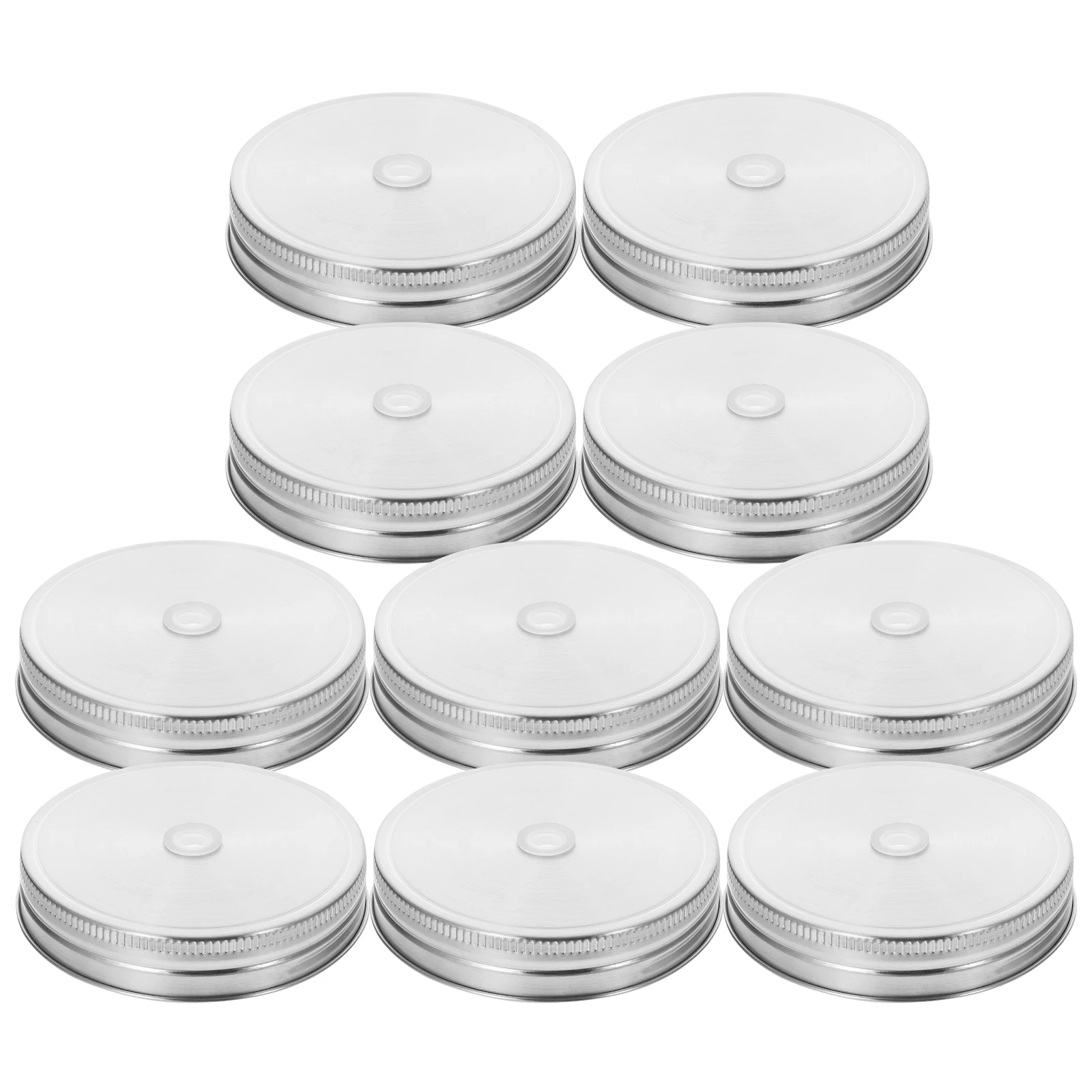 

10PCS Stainless Steel 86mm Sealing Straw Lids Leak Proof Covers for Jars Beverages Coffee Tea Juice Canning Glass Bottle