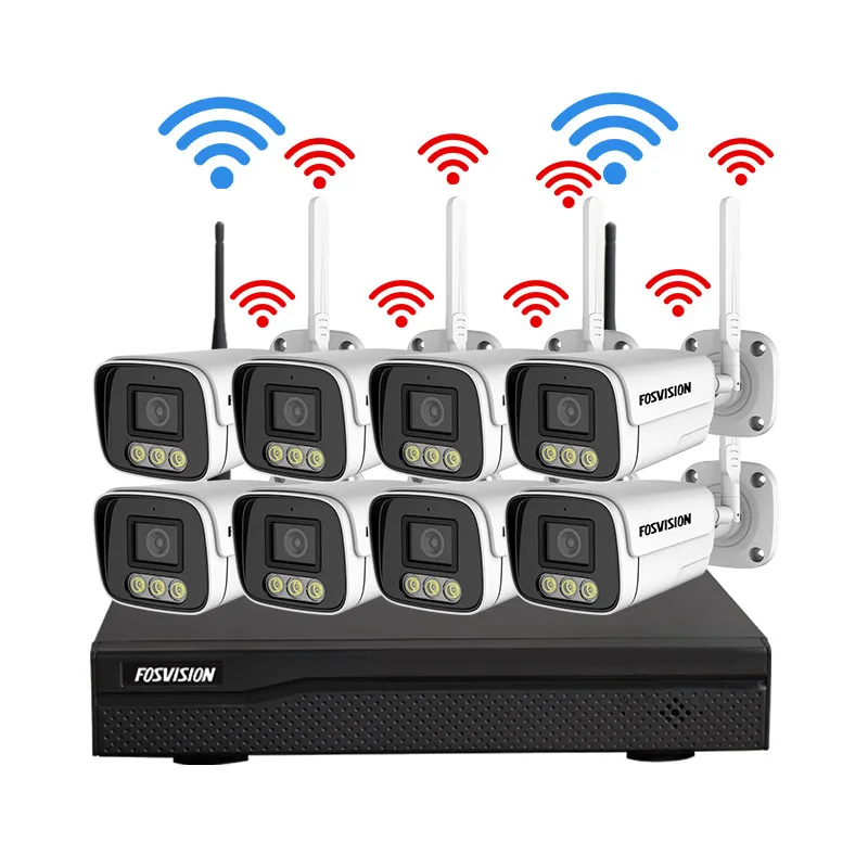 ชุดกล้องวงจรปิด Fosvision 8CH NVR พร้อมกล้อง IP WIFI ความละเอียด 3MP กล้องวงจรปิดไร้สาย Wifi กล้องวงจรปิดกลางแจ้งแบบไร้สาย มองเห็นภาพสีในเวลากลางคืน