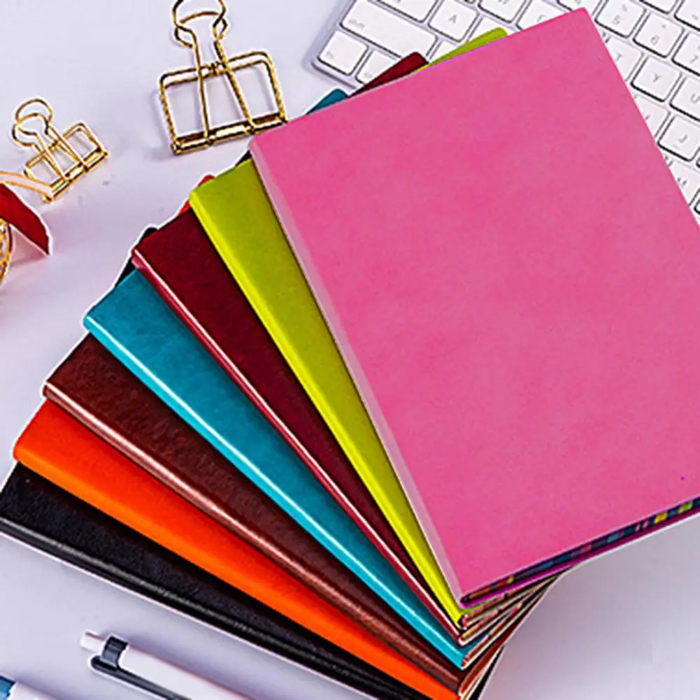 Espessado Rainbow Color Edge Faux Leather Journal, Professor A5 Notebook, Encadernação Forte, Escrita Suave, Office Business