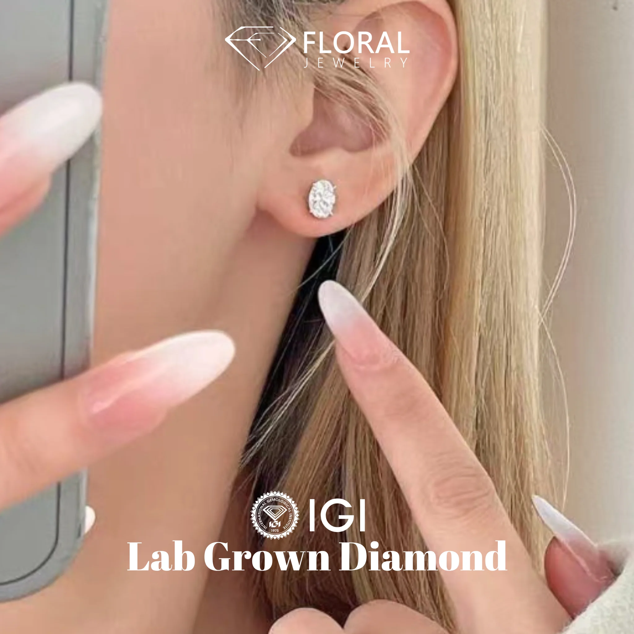 

IGI Lab Created Diamond Oval Stud Earrings 9K 14k 18K Gold Diamonds Studs Earrings 1ctw 3ctw Basket Setting Customized Jewelry