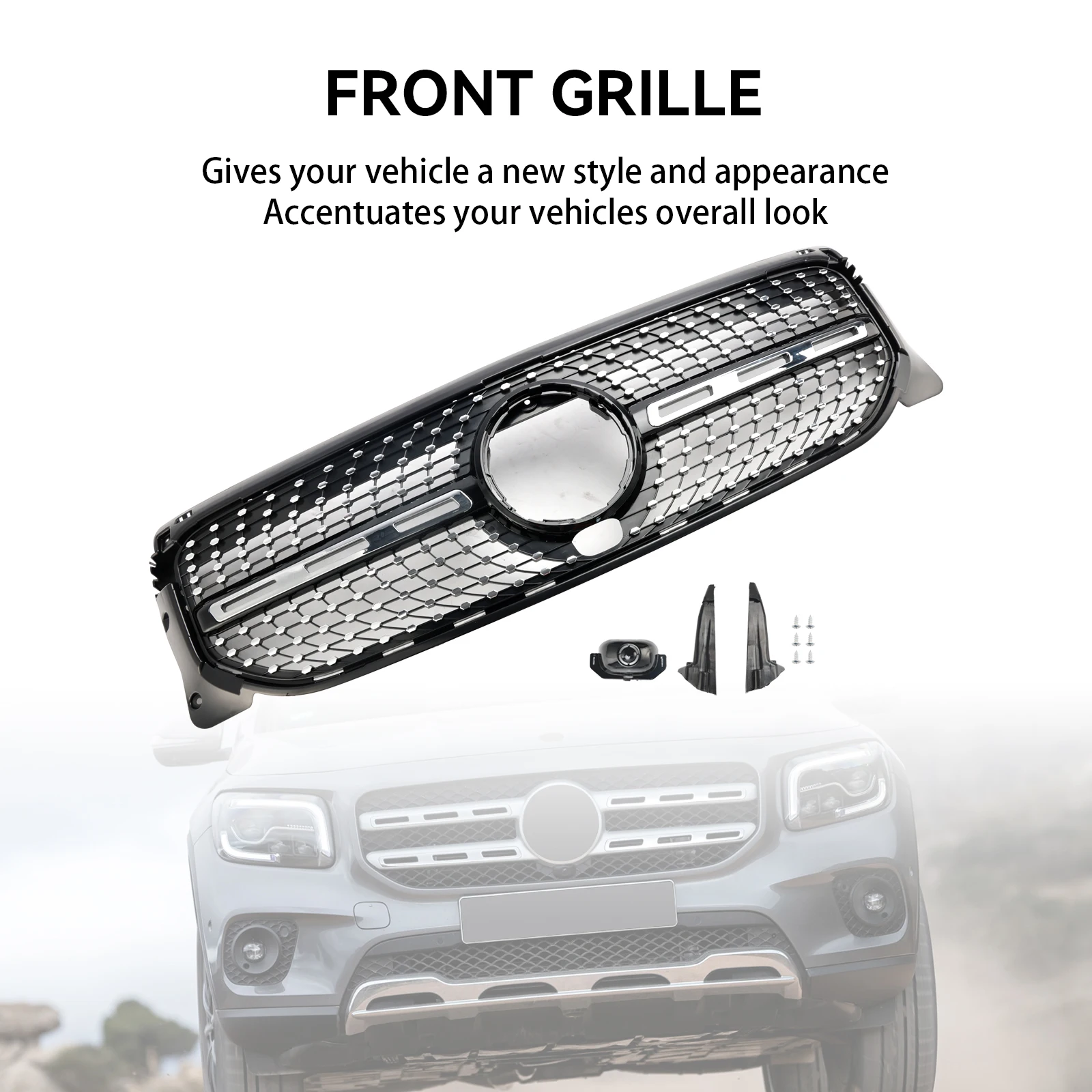 Diamond Front Bumper Grille Grill Fit for Mercedes Benz GLB X247 2020-2023