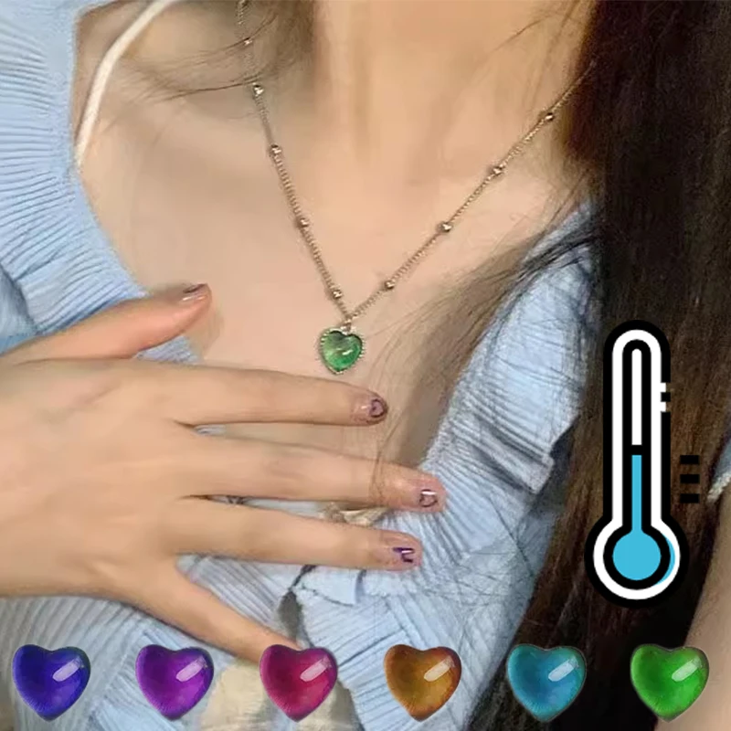 Verfärbung Liebe Anhänger Halskette Gefühl Emotionale Empfindliche Edelstahl Perlen Kette Halskette Geschenk Schmuck Neue Mode