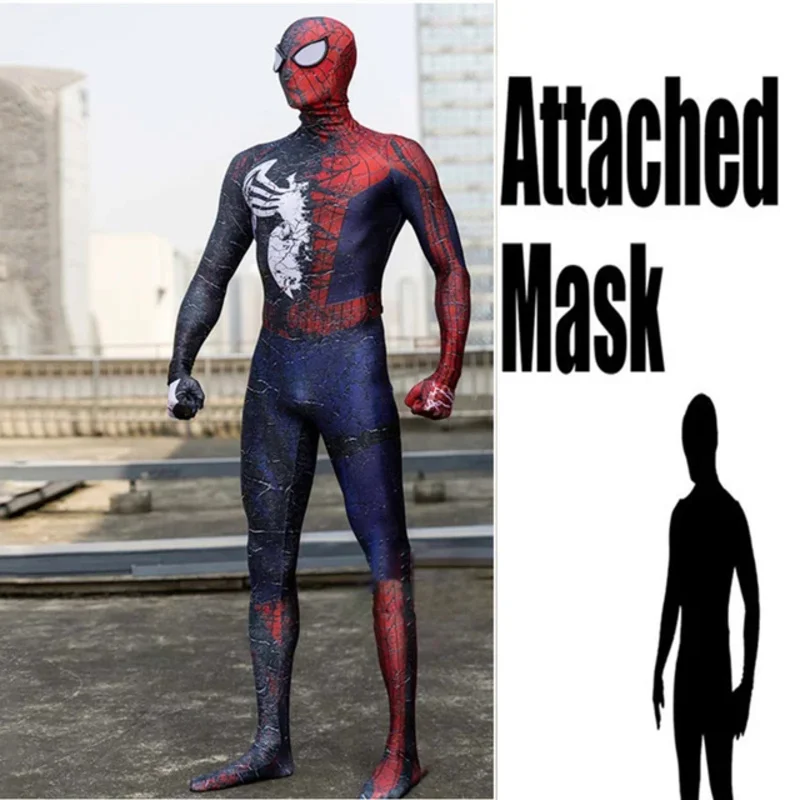 Halloween Adults Kids Symbiote suit Superhero Cosplay Costume Full Bodysuit Zentai Second Skin Men Party Jumpsuit